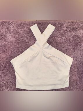 SHEIN White Crisscross Halter Crop Top
